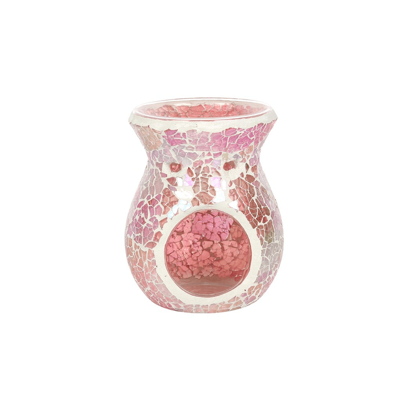 Small Pink Iridescent Crackle Oil Burner - DuvetDay.co.uk