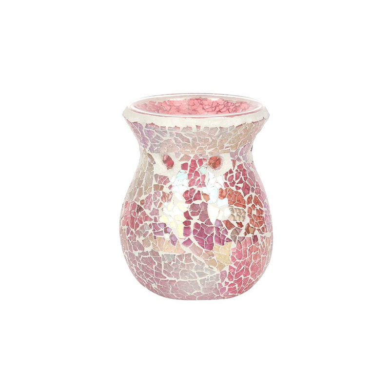 Small Pink Iridescent Crackle Oil Burner - DuvetDay.co.uk