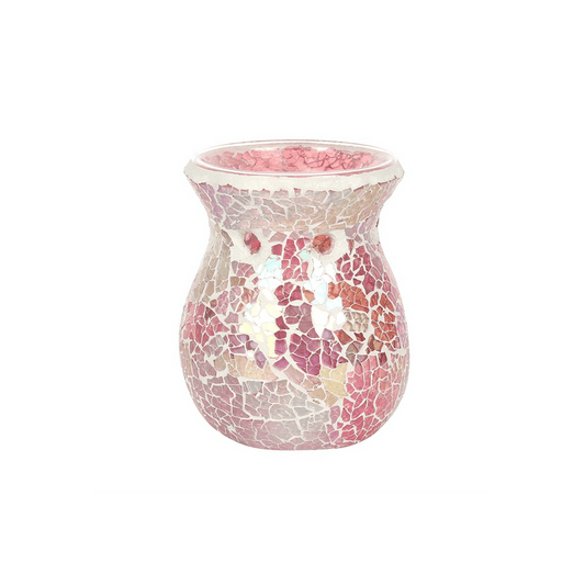 Small Pink Iridescent Crackle Oil Burner - DuvetDay.co.uk