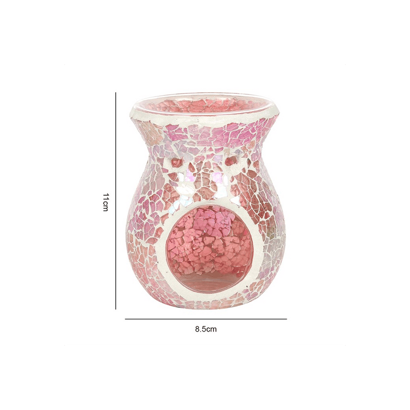 Small Pink Iridescent Crackle Oil Burner - DuvetDay.co.uk