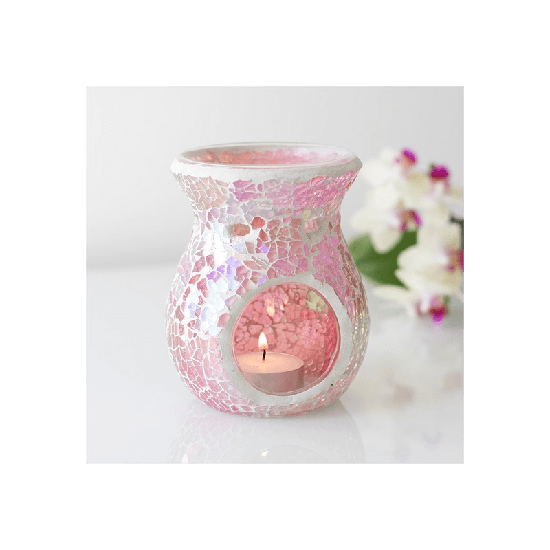 Small Pink Iridescent Crackle Oil Burner - DuvetDay.co.uk