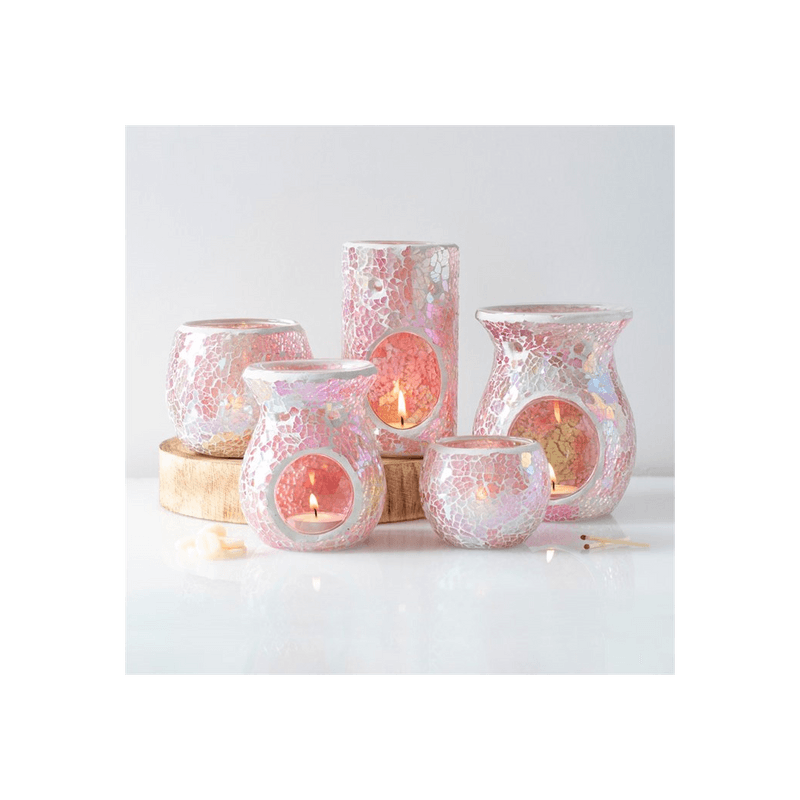 Small Pink Iridescent Crackle Oil Burner - DuvetDay.co.uk