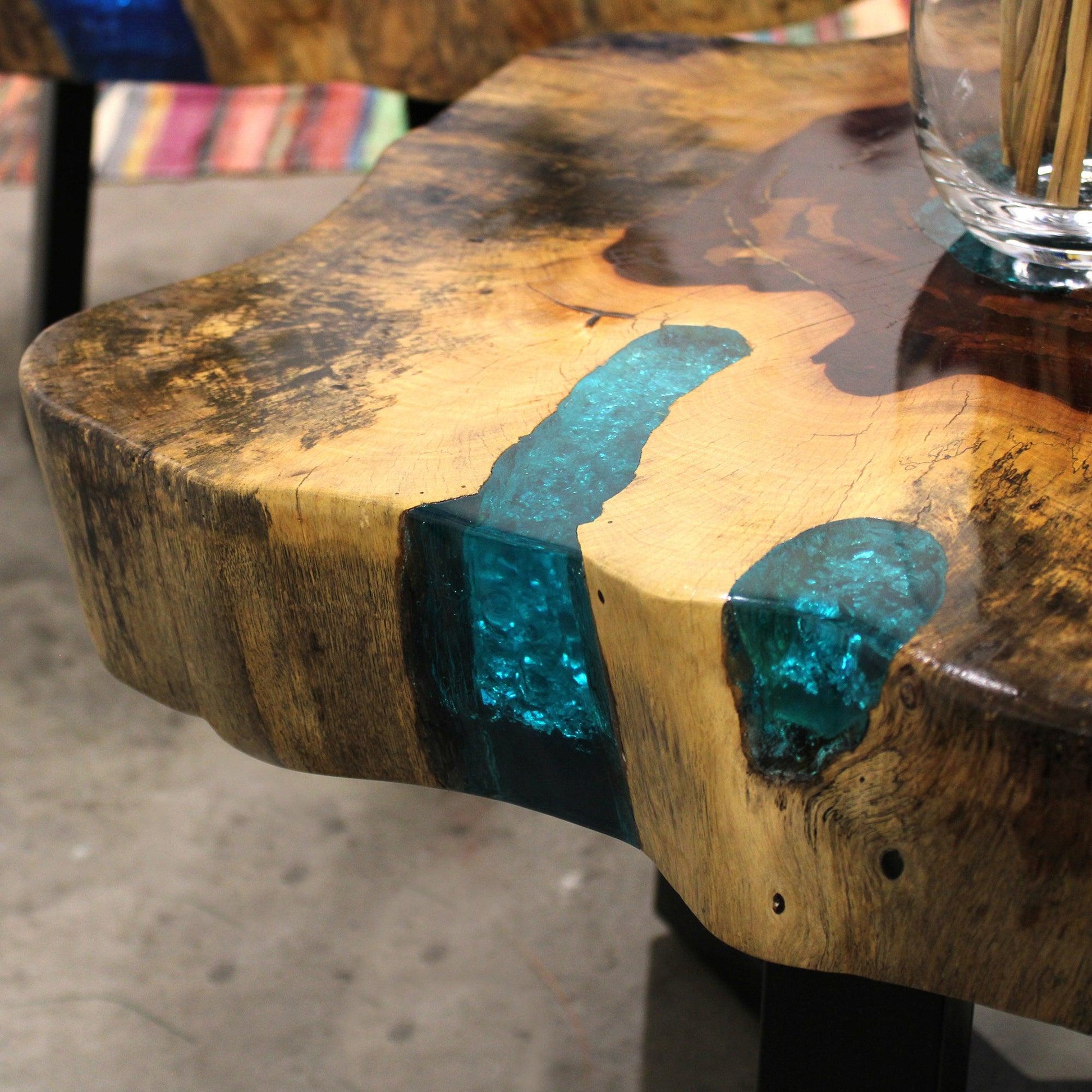 Tamarind and Resin Coffee Table - Aqua - DuvetDay.co.uk