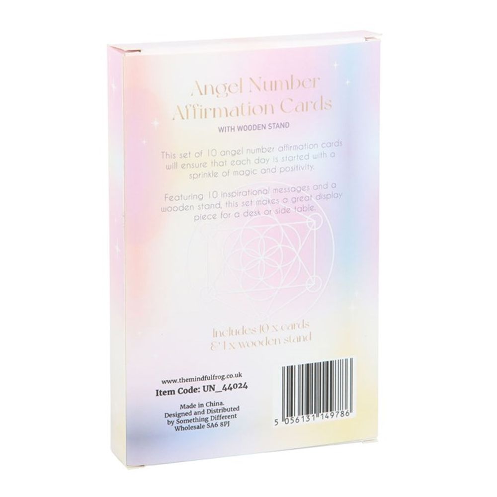 Angel Number Affirmation Cards with Wooden Stand - DuvetDay.co.uk