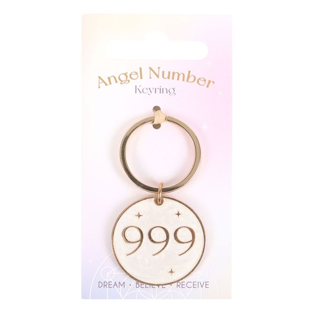 999 Angel Number Keyring - DuvetDay.co.uk