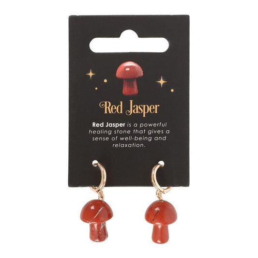 Red Jasper Crystal Mushroom Earrings - DuvetDay.co.uk