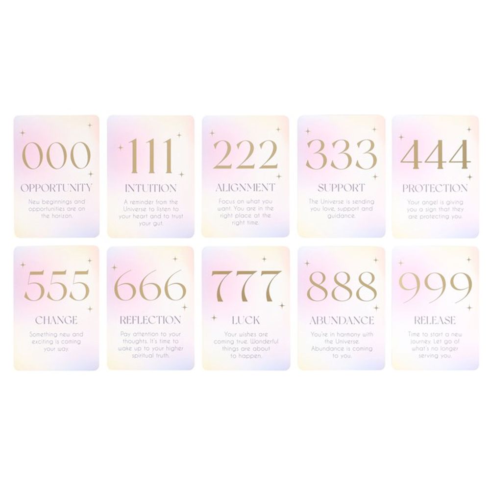 Angel Number Affirmation Cards with Wooden Stand - DuvetDay.co.uk