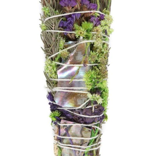 6in Ritual Wand Smudge Stick with Rosemary, Lavender and Abalone - DuvetDay.co.uk