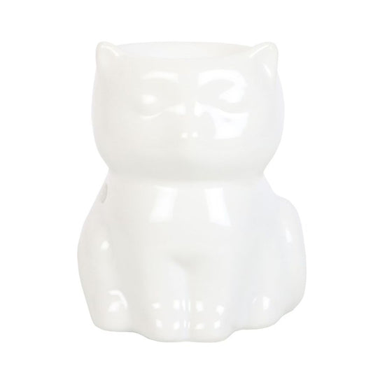 Shiny White Cat Oil Burner - DuvetDay.co.uk