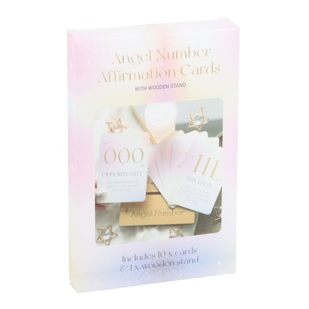 Angel Number Affirmation Cards with Wooden Stand - DuvetDay.co.uk