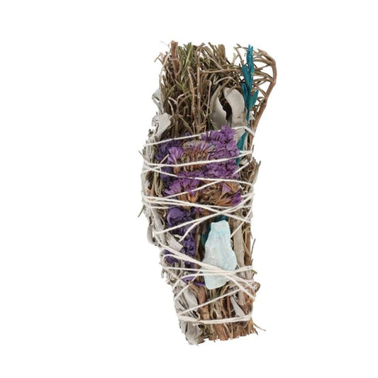 6in Ritual Wand Smudge Stick with Rosemary, Sage and Aventurine - DuvetDay.co.uk