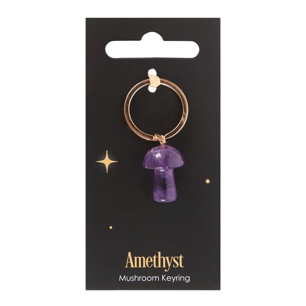 Amethyst Crystal Mushroom Keyring - DuvetDay.co.uk