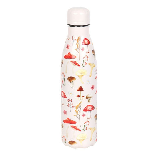 All Over Mushroom Print Metal Water Bottle - DuvetDay.co.uk