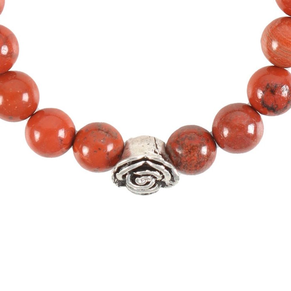 Rose Red Jasper Beaded Bracelet - DuvetDay.co.uk