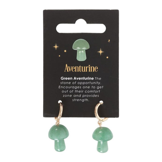 Aventurine Crystal Mushroom Earrings - DuvetDay.co.uk