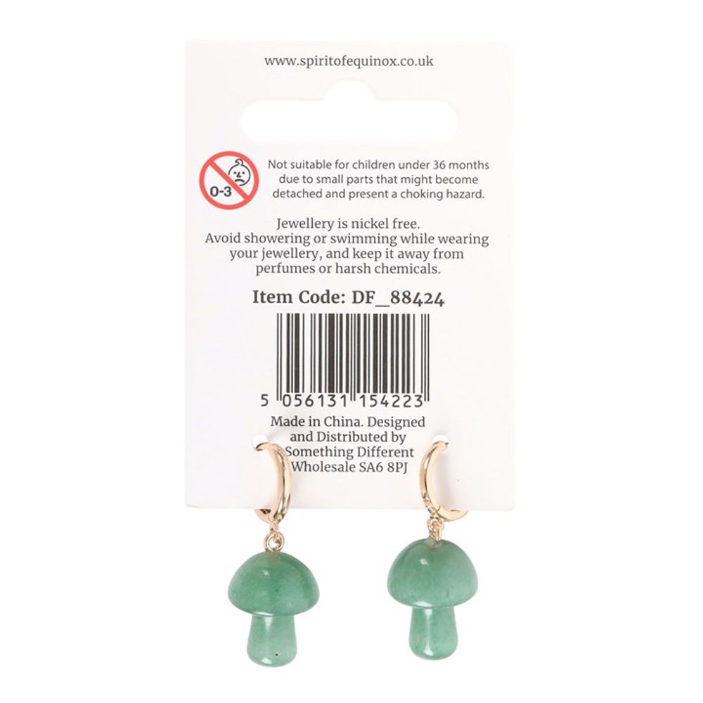 Aventurine Crystal Mushroom Earrings - DuvetDay.co.uk