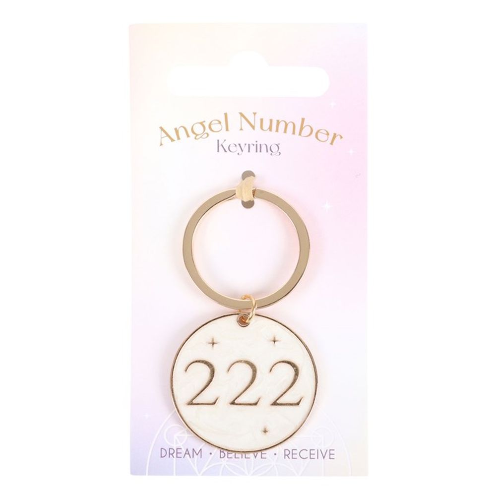 222 Angel Number Keyring - DuvetDay.co.uk