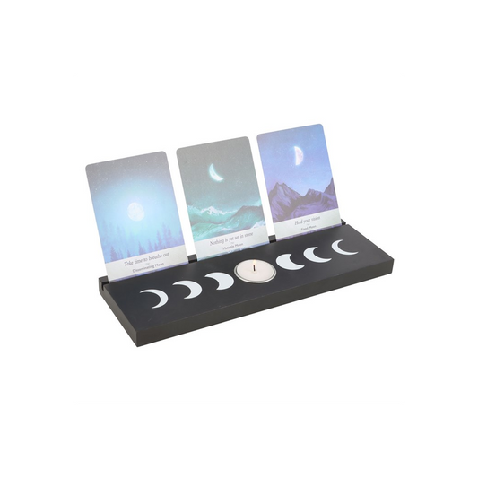 Black Moon Phase Tarot Card Stand Tealight Holder