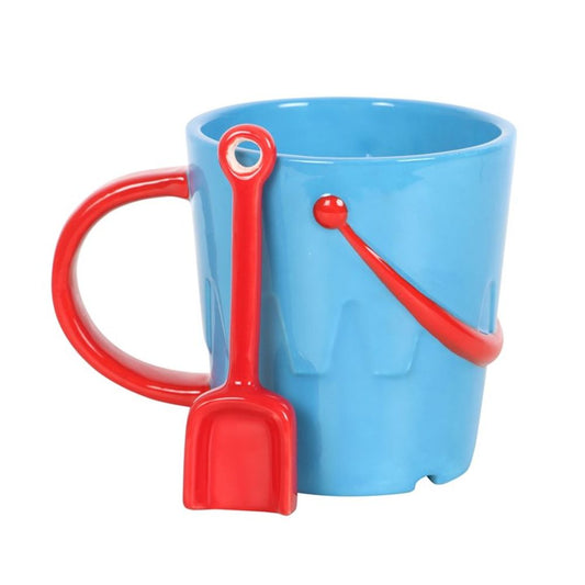 Bucket Shaped Ceramic Mug with Spade Spoon - DuvetDay.co.uk