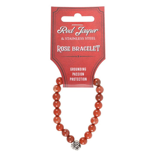 Rose Red Jasper Beaded Bracelet - DuvetDay.co.uk