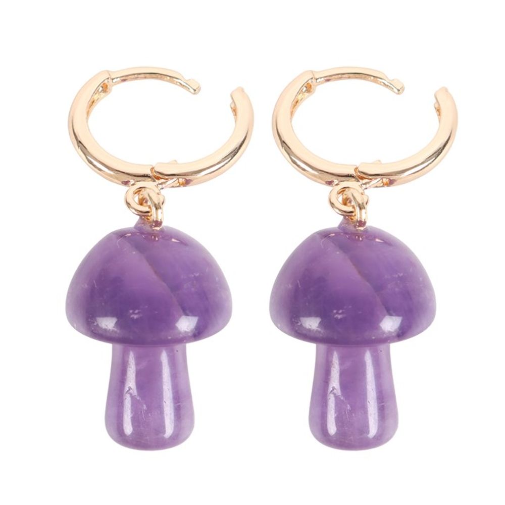 Amethyst Crystal Mushroom Earrings - DuvetDay.co.uk