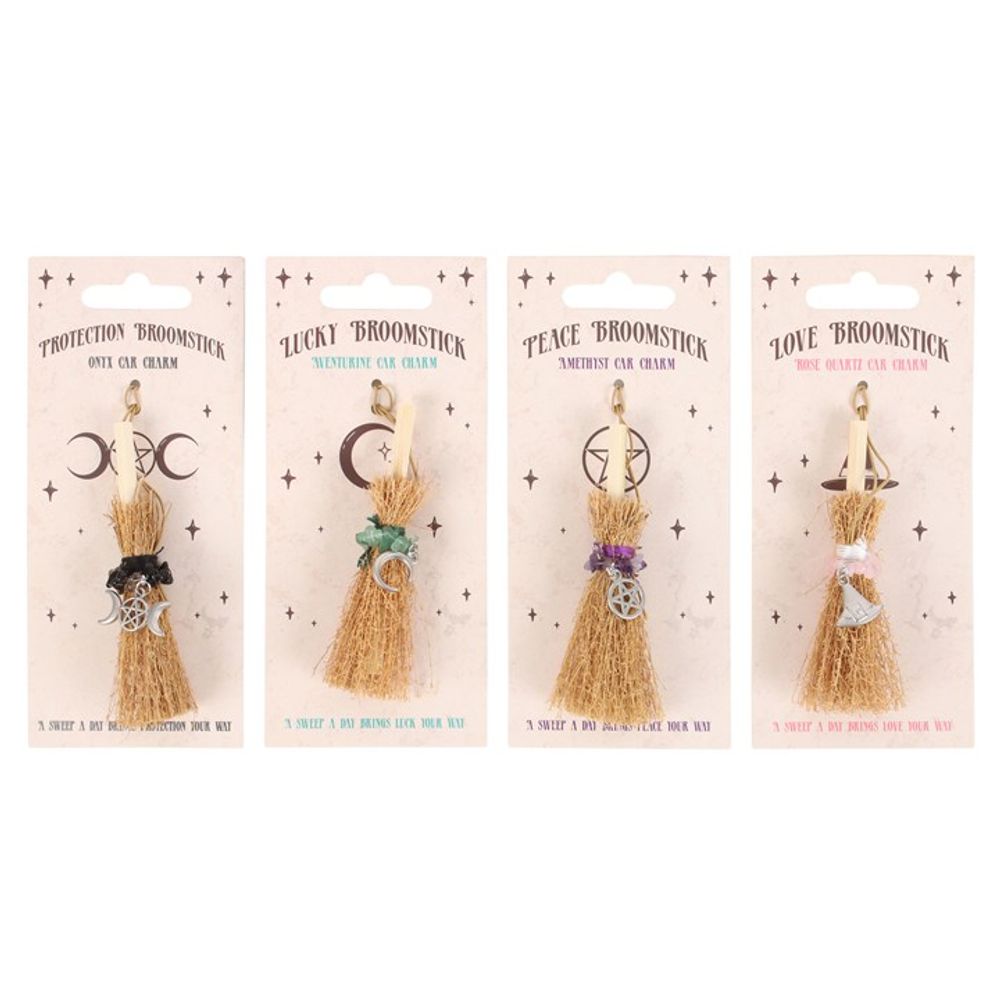 Pack of 12 Lucky Crystal Broomstick Car Charms - DuvetDay.co.uk