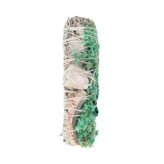 6in Ritual Wand Smudge Stick with White Sage, Abalone and Quartz - DuvetDay.co.uk