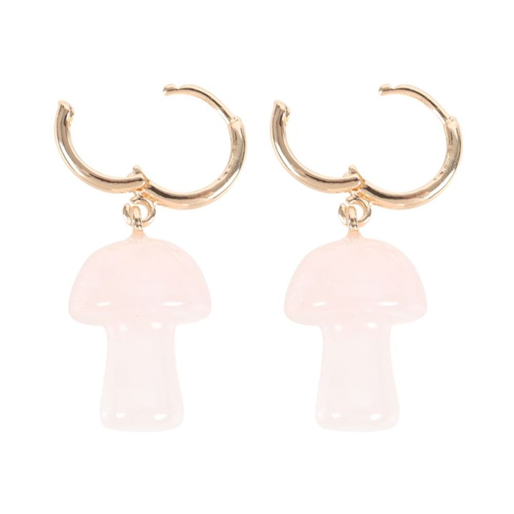 Rose Quartz Crystal Mushroom Earrings - DuvetDay.co.uk