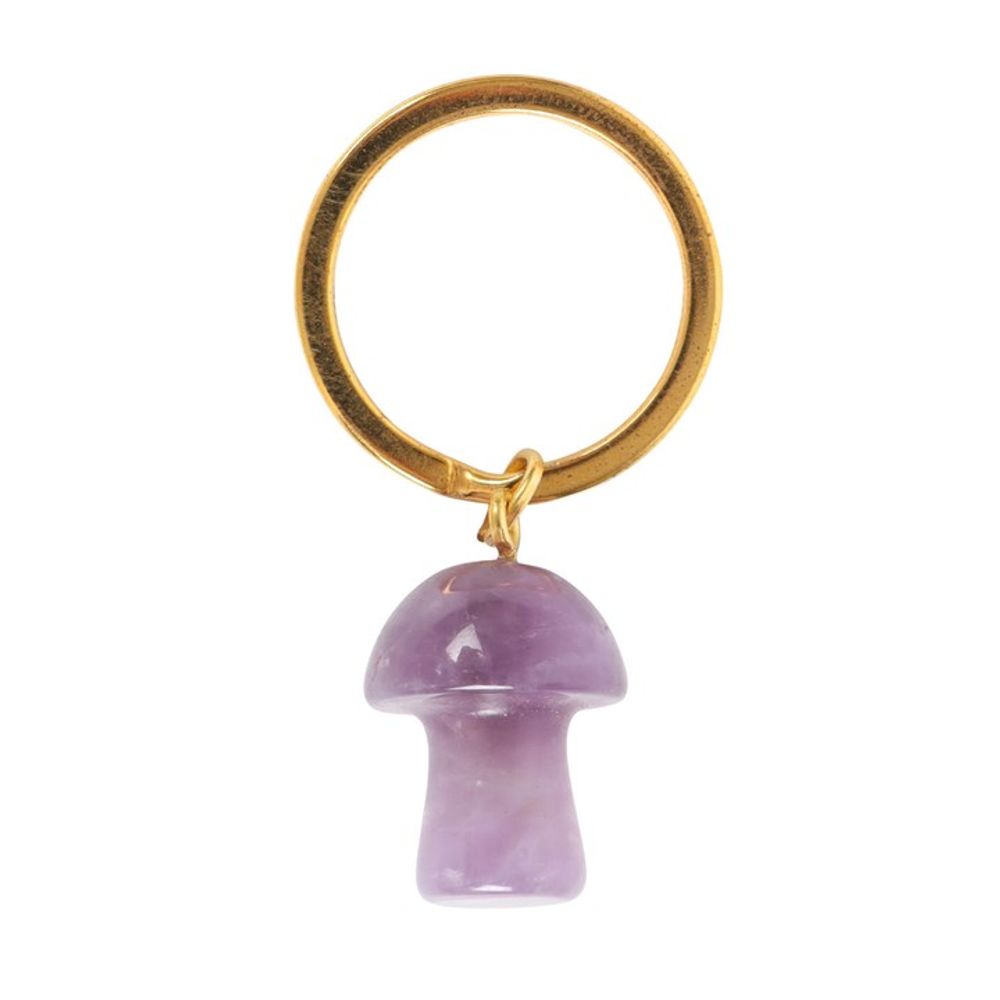 Amethyst Crystal Mushroom Keyring - DuvetDay.co.uk