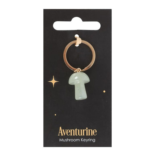 Aventurine Crystal Mushroom Keyring - DuvetDay.co.uk