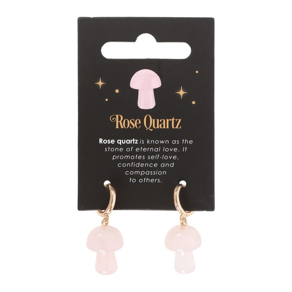 Rose Quartz Crystal Mushroom Earrings - DuvetDay.co.uk