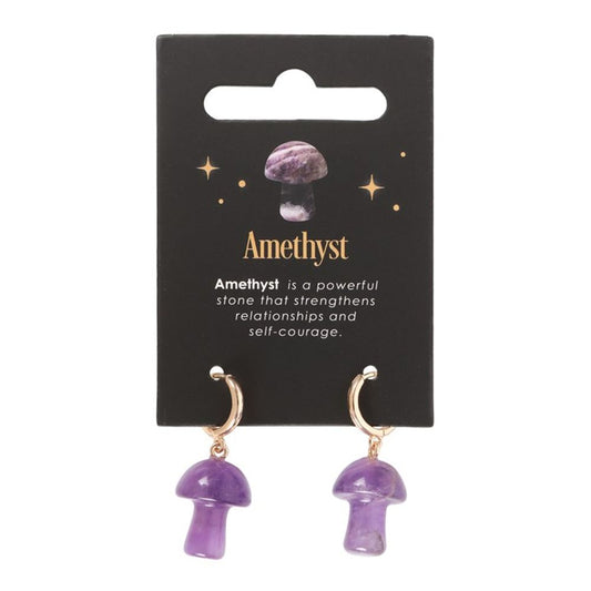 Amethyst Crystal Mushroom Earrings - DuvetDay.co.uk