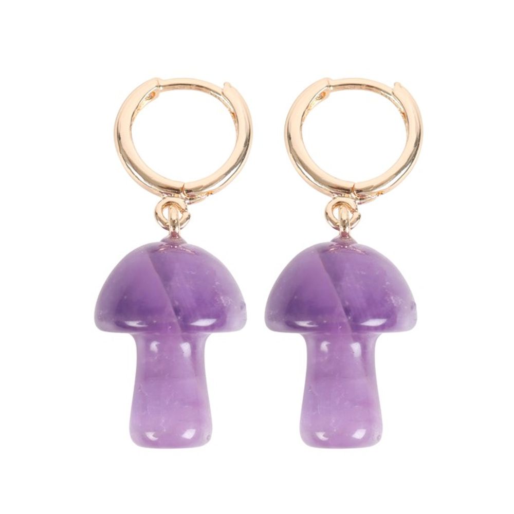 Amethyst Crystal Mushroom Earrings - DuvetDay.co.uk