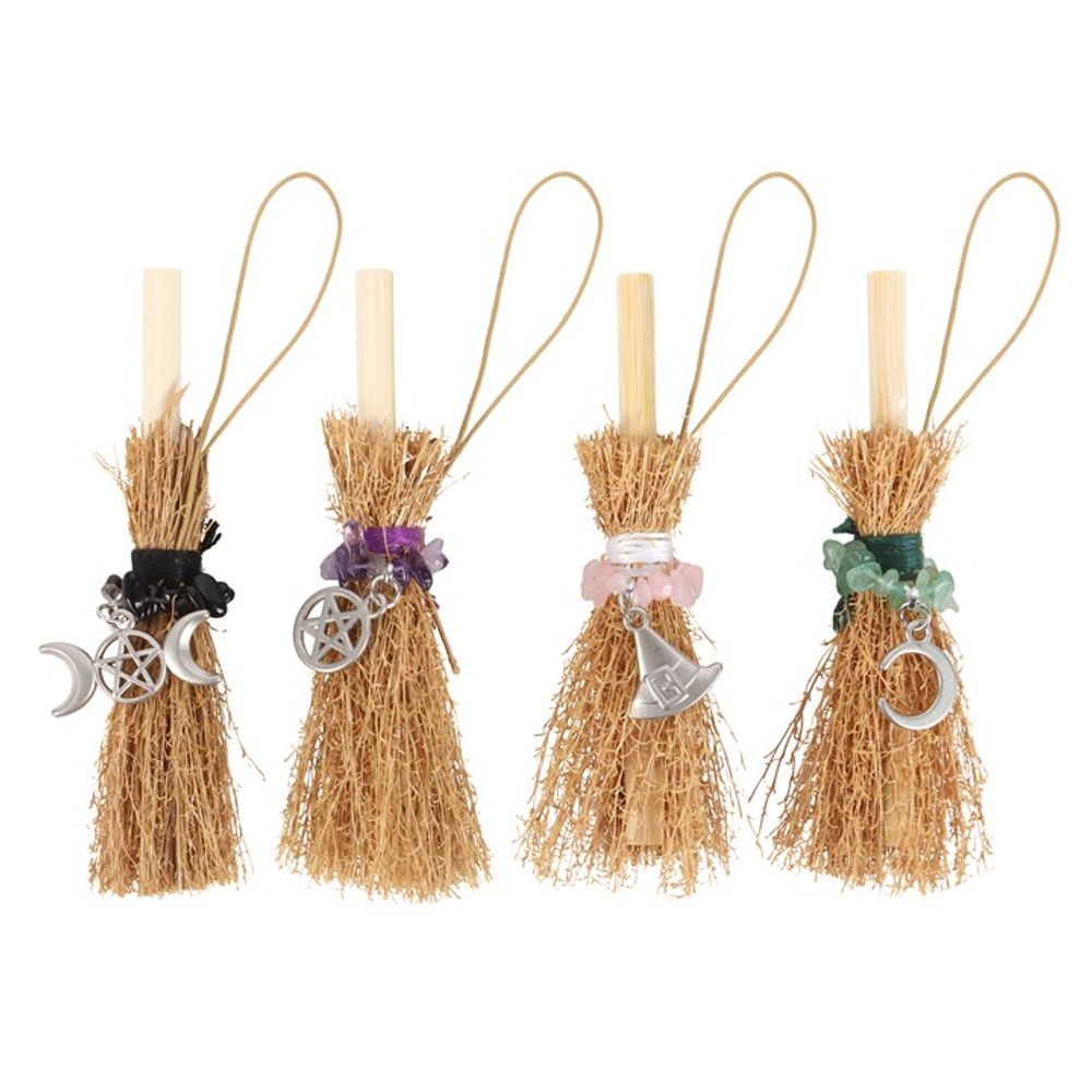 Pack of 12 Lucky Crystal Broomstick Car Charms - DuvetDay.co.uk