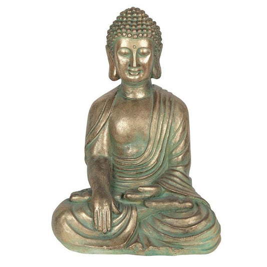 Verdigris Effect 52cm Sitting Garden Buddha - DuvetDay.co.uk