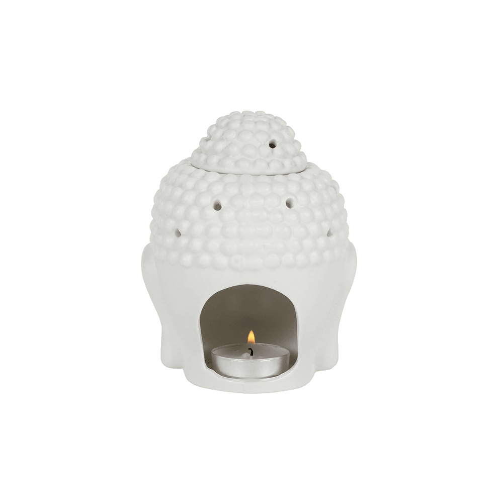 White Buddha Head Oil Burner - DuvetDay.co.uk