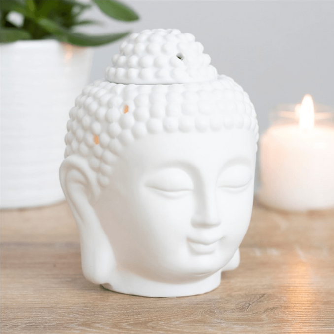 White Buddha Head Oil Burner - DuvetDay.co.uk