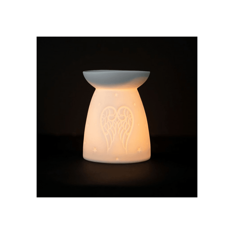 White Ceramic Angel Wings Oil Burner - DuvetDay.co.uk