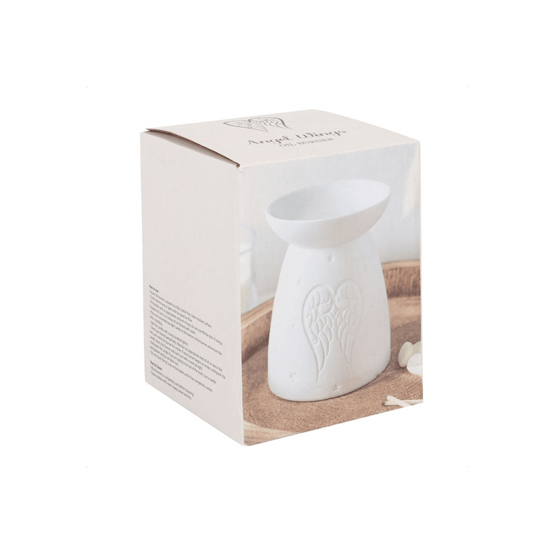 White Ceramic Angel Wings Oil Burner - DuvetDay.co.uk