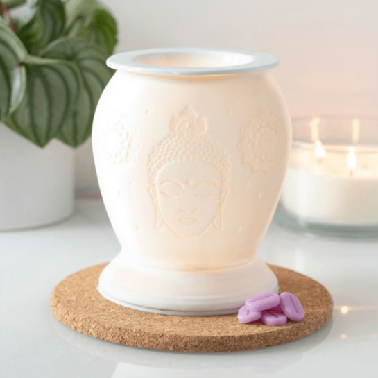 White Ceramic Buddha Electric Oil Burner - DuvetDay.co.uk