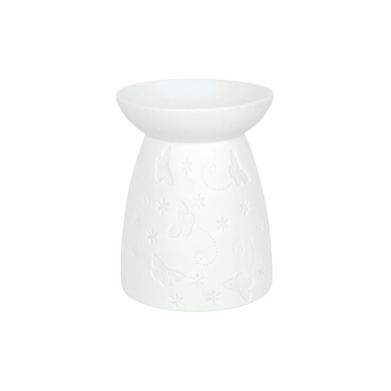 White Ceramic Butterfly Oil Burner - DuvetDay.co.uk