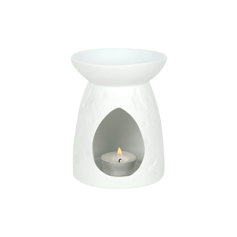 White Ceramic Butterfly Oil Burner - DuvetDay.co.uk