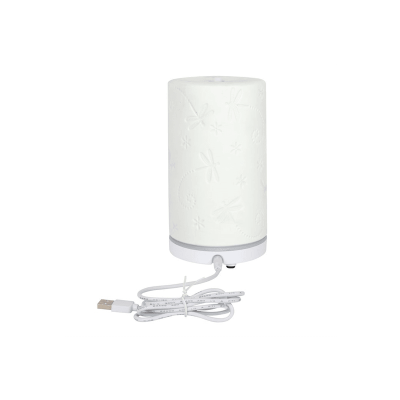 White Ceramic Dragonfly Electric Aroma Diffuser - DuvetDay.co.uk