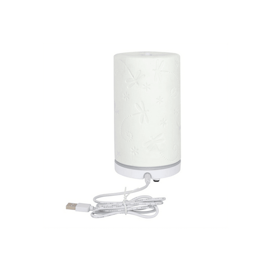 White Ceramic Dragonfly Electric Aroma Diffuser - DuvetDay.co.uk