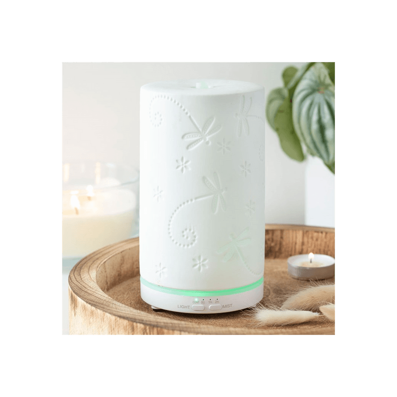 White Ceramic Dragonfly Electric Aroma Diffuser - DuvetDay.co.uk