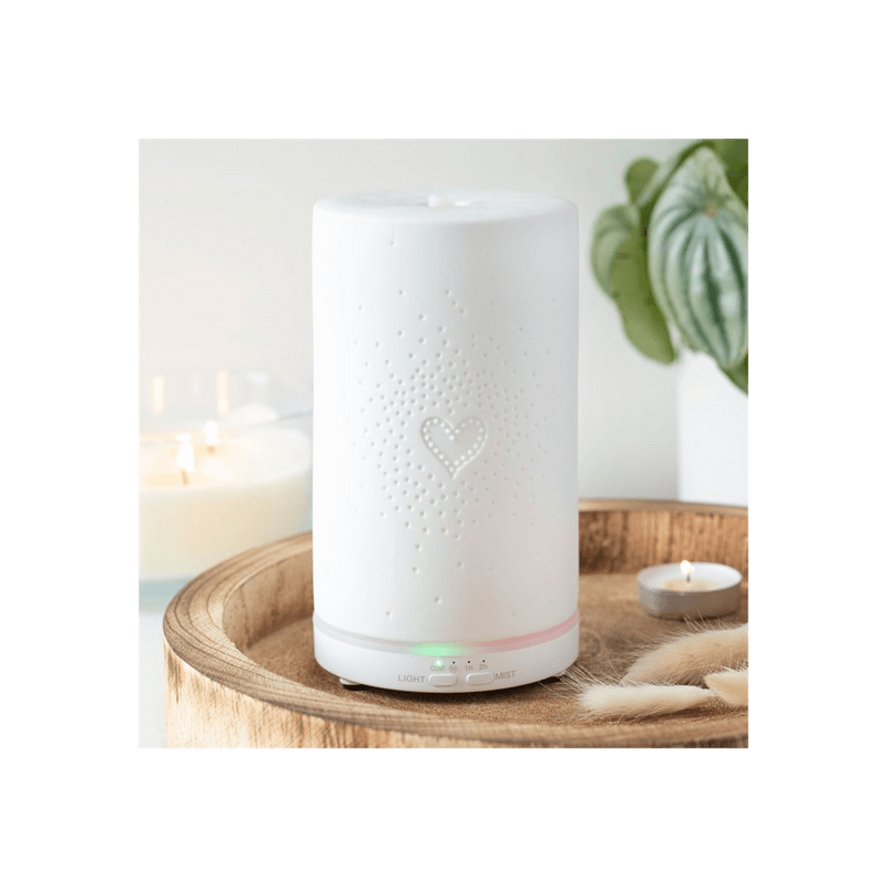 White Ceramic Heart Scatter Electric Aroma Diffuser - DuvetDay.co.uk