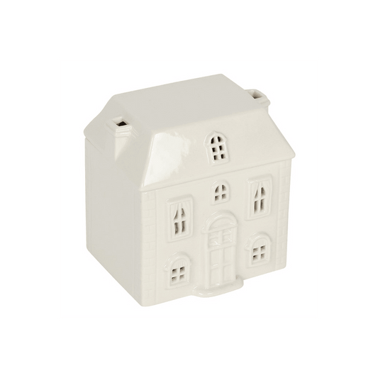 White Ceramic House Oil Burner - DuvetDay.co.uk