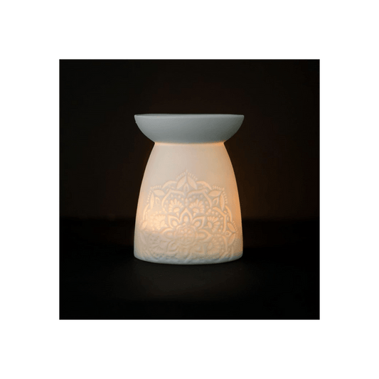 White Ceramic Mandala Oil Burner - DuvetDay.co.uk