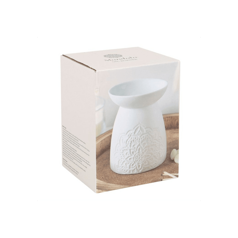 White Ceramic Mandala Oil Burner - DuvetDay.co.uk