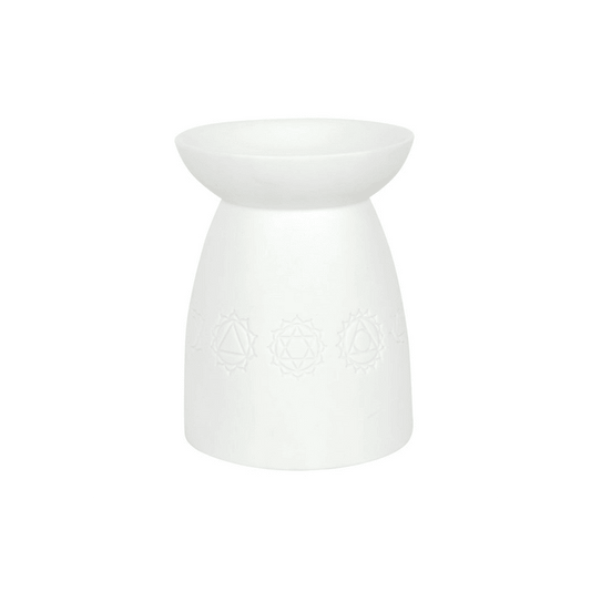 White Ceramic Seven Chakra Oil Burner - DuvetDay.co.uk